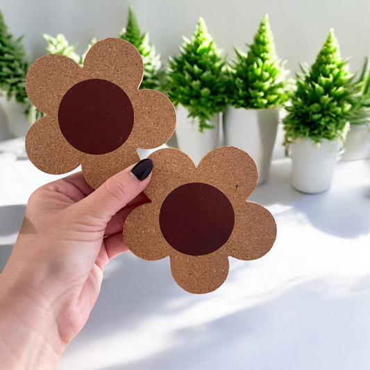 Flower Shaped Cork Coasters.