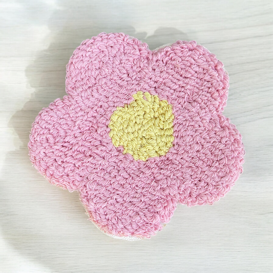 Pink and Yellow Floral Drink Coaster.