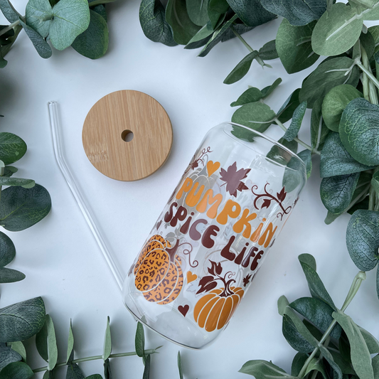 Pumpkin Spice Life Glass Cup.